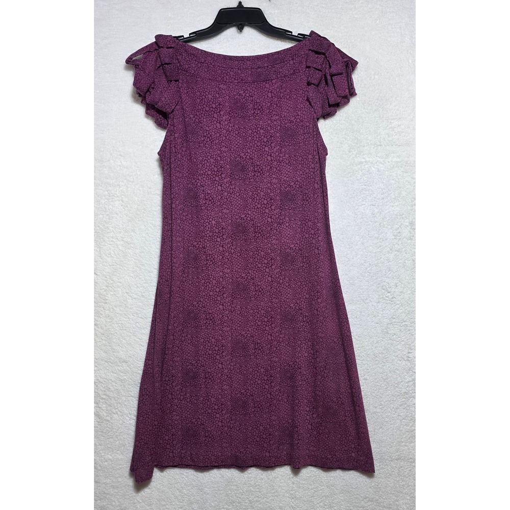Cynthia Rowley Purple Pebble Print Ruffle Sleeve Cowl Neck A-Line Dress XL - Picture 2 of 7